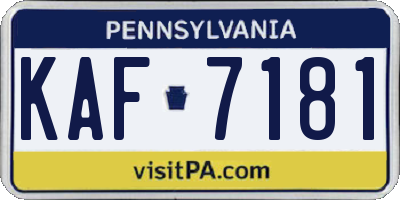 PA license plate KAF7181
