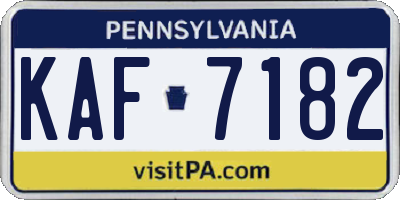PA license plate KAF7182