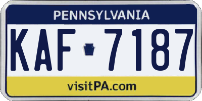 PA license plate KAF7187