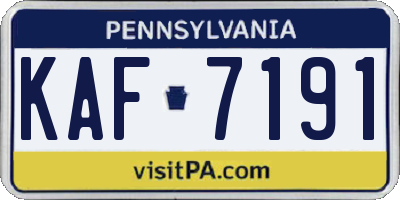 PA license plate KAF7191