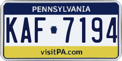 PA license plate KAF7194