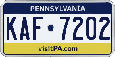 PA license plate KAF7202