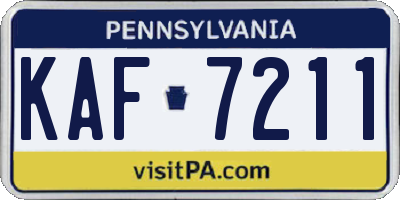 PA license plate KAF7211