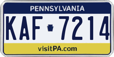 PA license plate KAF7214