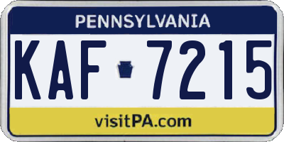PA license plate KAF7215