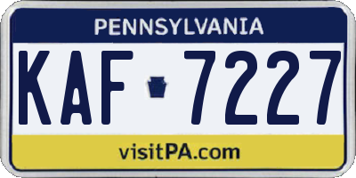 PA license plate KAF7227
