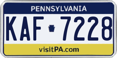 PA license plate KAF7228