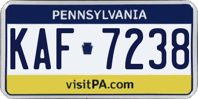 PA license plate KAF7238