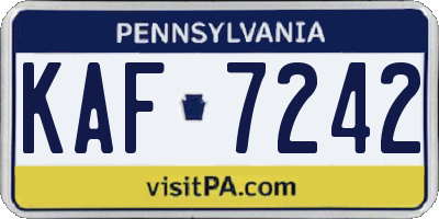 PA license plate KAF7242