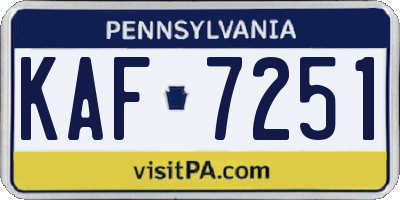 PA license plate KAF7251