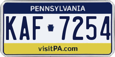 PA license plate KAF7254