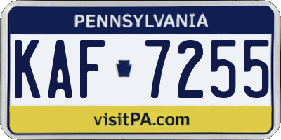 PA license plate KAF7255