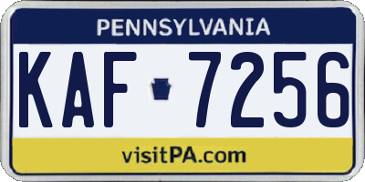 PA license plate KAF7256