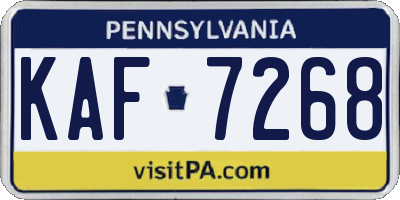 PA license plate KAF7268