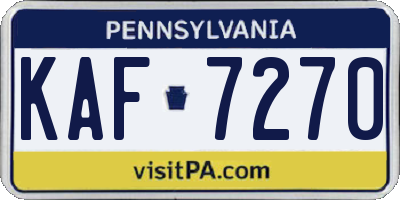 PA license plate KAF7270