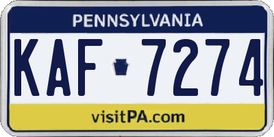 PA license plate KAF7274