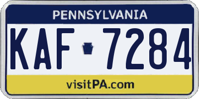PA license plate KAF7284