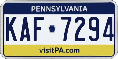 PA license plate KAF7294