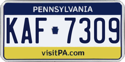 PA license plate KAF7309