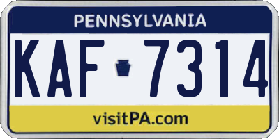 PA license plate KAF7314