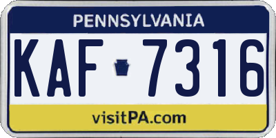 PA license plate KAF7316
