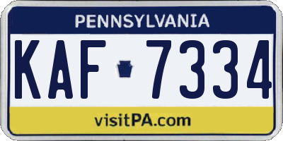 PA license plate KAF7334