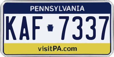PA license plate KAF7337
