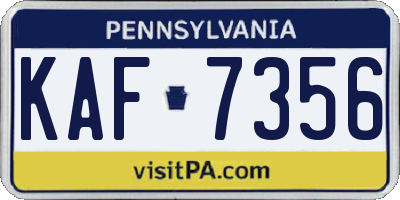 PA license plate KAF7356