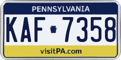 PA license plate KAF7358