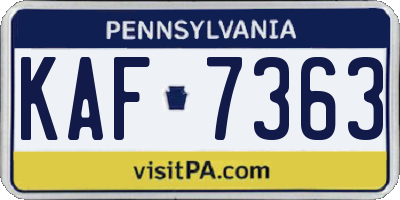 PA license plate KAF7363