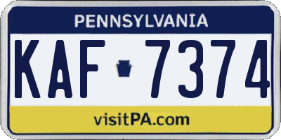 PA license plate KAF7374