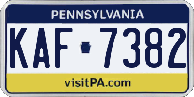 PA license plate KAF7382