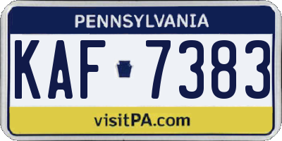 PA license plate KAF7383