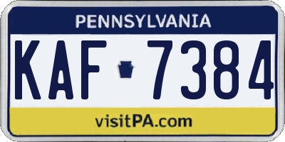 PA license plate KAF7384