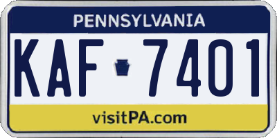 PA license plate KAF7401