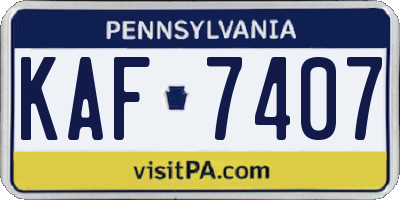 PA license plate KAF7407