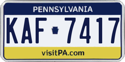PA license plate KAF7417