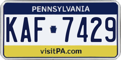 PA license plate KAF7429