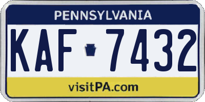 PA license plate KAF7432