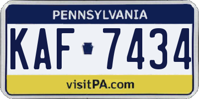 PA license plate KAF7434