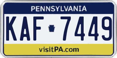 PA license plate KAF7449