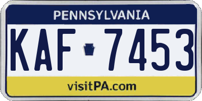 PA license plate KAF7453