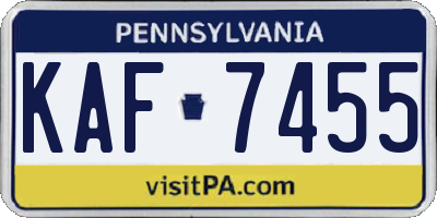 PA license plate KAF7455