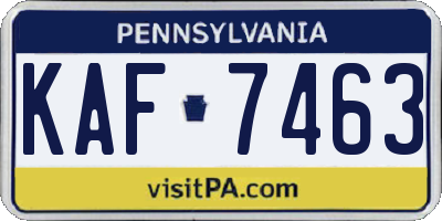 PA license plate KAF7463
