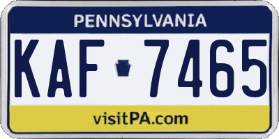 PA license plate KAF7465