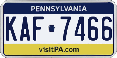 PA license plate KAF7466