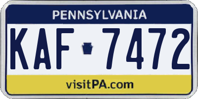 PA license plate KAF7472