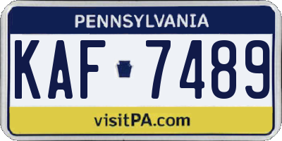 PA license plate KAF7489