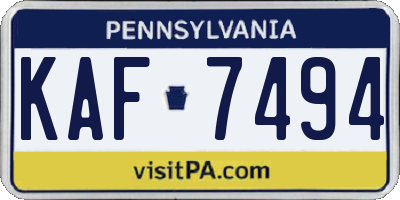 PA license plate KAF7494