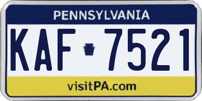PA license plate KAF7521